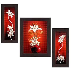 Wens Flower Hues MDF Wall Art (30 cm x 34 cm x 1.5 cm, Set of 3, WSP ...