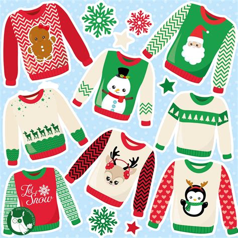 Ugly Sweaters Clipart Clipart Commercial Use Vector - Etsy