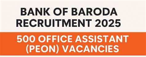 Bank Of Baroda Office Assistant Recruitment 2025 - Apply Online - Jobs ...