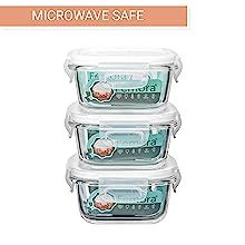 Femora Glass Lunch Box with Bag Set of 3 Containers (Rectangular- 400 ...