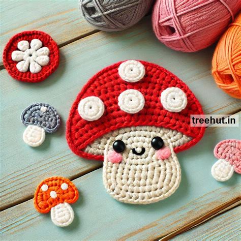 Crochet Mushroom Ideas for Appliques and Small Crochet Projects with ...