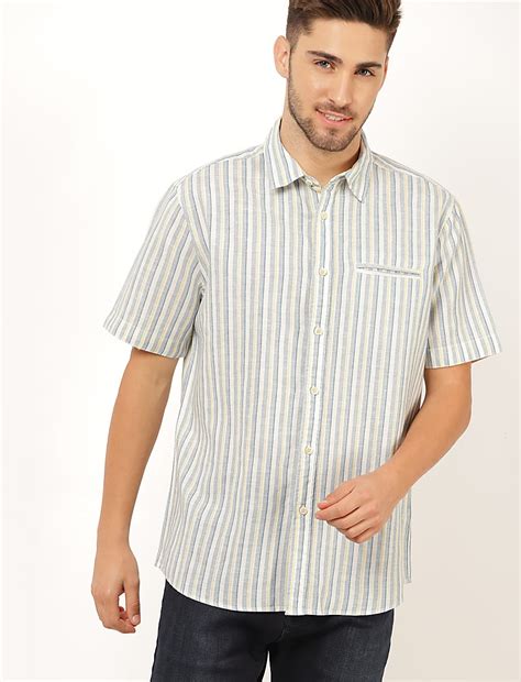 Buy Flax Linen Mix Striped Spread Collar Shirt at Marks & Spencer