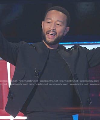 WornOnTV: John Legend's black embellished bomber jacket on The Voice ...
