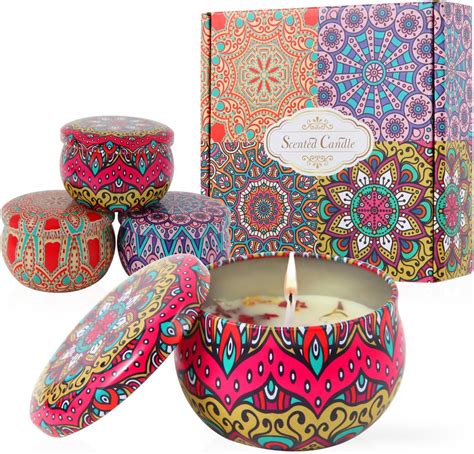 Scented Candles Gift Sets for Women, Soy Wax Aromatherapy with Lavender ...