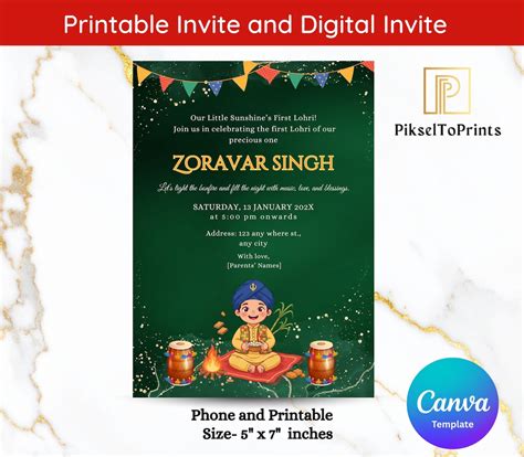 Buy First Baby Boy Lohri Invitation: Editable Sikh Invitation Canva ...