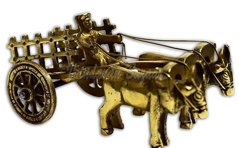 VRINDAVANBAZAAR.COM Brass Bull Cart with Open jaali Pulled by Double ...