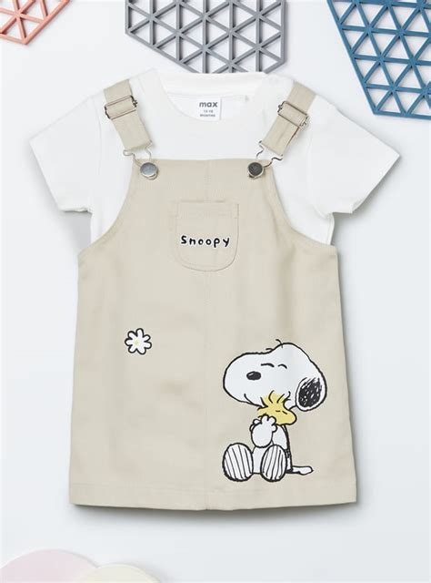 Buy Girls Snoopy Dungaree Dress with T-shirt Online at just Rs. 699.0 ...