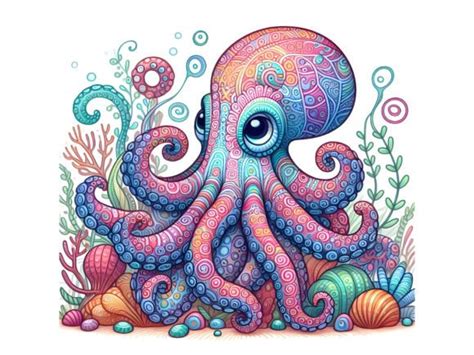 Colorful Octopus with Vibrant Patterns Graphic by LINEART3 · Creative Fabrica
