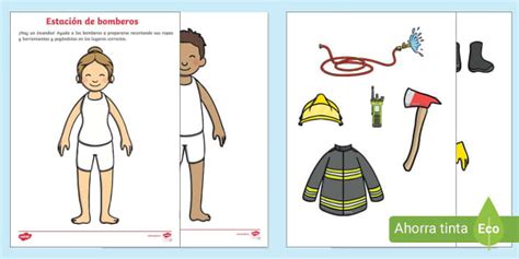 Actividad de recorte con tijeras: Viste a los bomberos