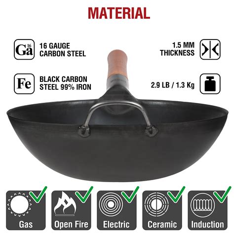 Snapklik.com : YOSUKATA Carbon Steel 11.8" Stir Fry Wok Pan - Pre ...