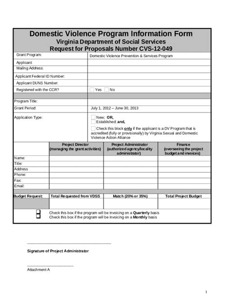 Total Domestic Violence Program Revenue (DV only) ... Doc Template ...