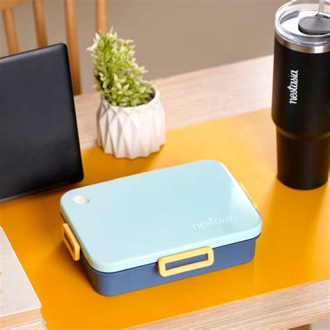 Stainless Steel Lunch Box With 4 Compartments Blue 900ml Online ...