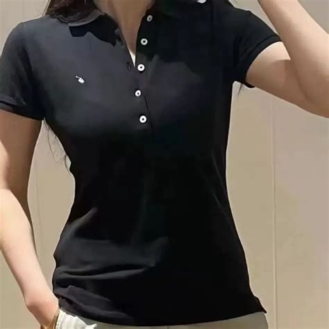 Luxury Women's Designer Black Polo Shirt Women With Colorful Embroidery ...