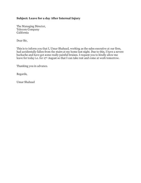 49 Professional Sick Leave Email Templates ᐅ TemplateLab