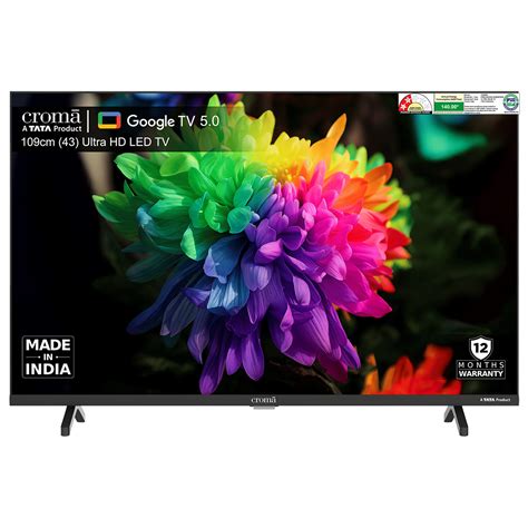Croma 109.22 cm (43 inch) LED 4K Ultra HD Smart Google TV 5.0 with ...