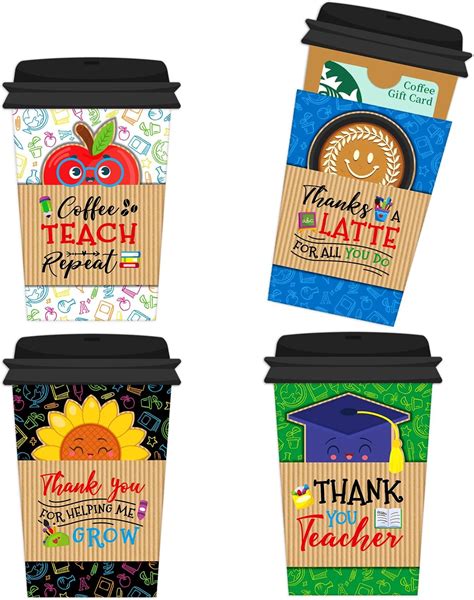 Amazon.com : LizFire Teacher Coffee Gift Card Holders 12Pcs Happy ...