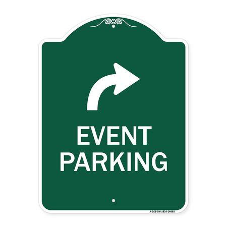 Signmission Event Parking W/ Upper Right Arrow, Green & White Aluminum ...