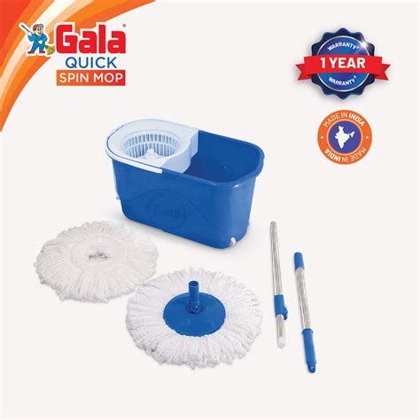 Gala Quick Spin Mop,Easy Wheels & Big Bucket with 2 Microfiber Refills ...
