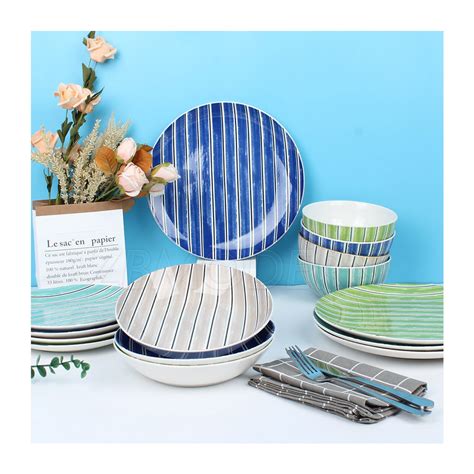 Ceramic Dishes Set Porcelain Dinnerware Set Colorful Geometric Elements ...