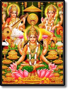 HitechMart Lakshmi Saraswati & Ganesh Laminated Photo Religious Frame ...