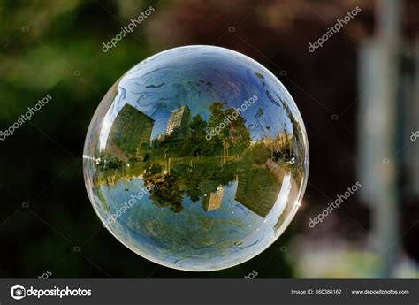 Soft Focus Bubble Reflection City Buildings Trees — Stock Photo ...