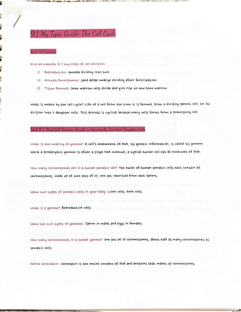 SOLUTION: Ap bio unit 7 cell cycle mitosis and myosis - Studypool