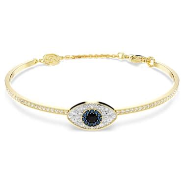 Symbolica bangle, Evil eye, Blue, Gold-tone plated | Swarovski