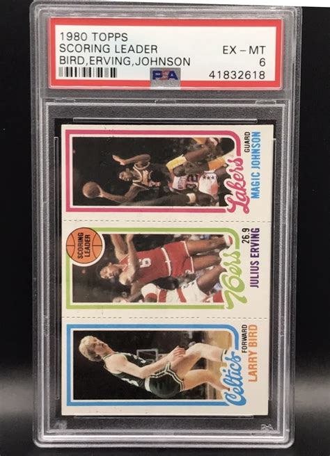 Charitybuzz: Larry Bird & Magic Johnson Rookie Card PSA 6 1980 Topps