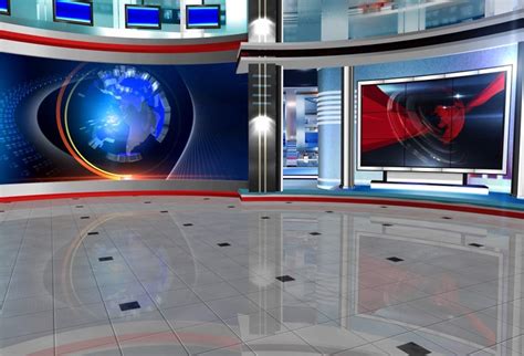Buy Yeele 7x5ft Blue TV Studio News Anchor Backdrop Interior Television ...