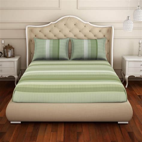 Buy SPACES Adonia Cotton 144TC Striped 3Pcs Super King Bedsheet Set ...