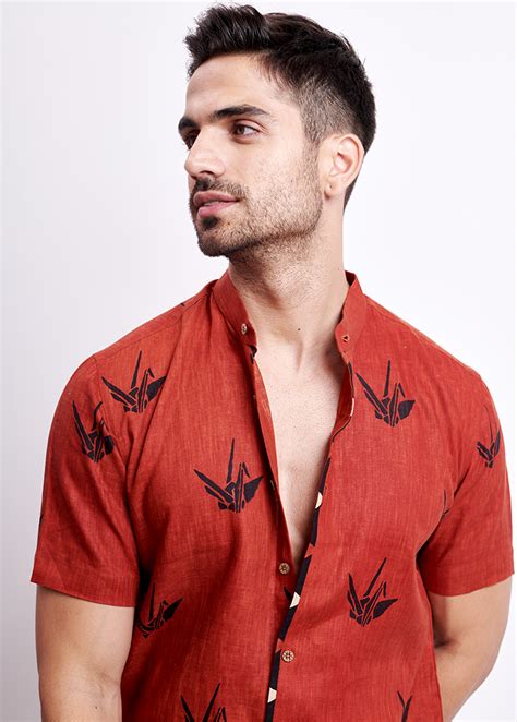 The Red Ajrakh Origami Shirt – Journey of Objects