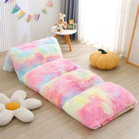 Amazon.com: Mengersi Velvet Floor Pillows,Faux Fur Tie Dye Pillow Bed ...