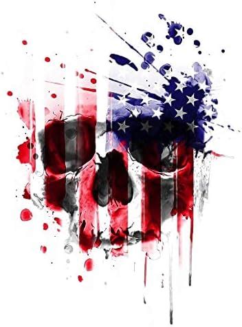 5 Ace skul usa flag wall sticker poster of skull,cartoon(size:12x18 ...