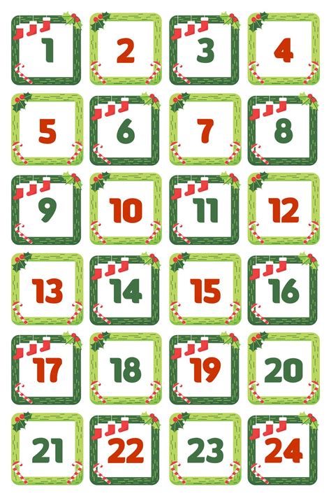 Printable Christmas Advent Numbers