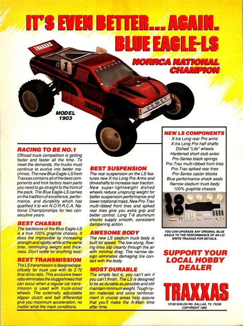 Traxxas Blue Eagle LS RC Truck Vintage 1992 Print Ad Wall Decor | eBay