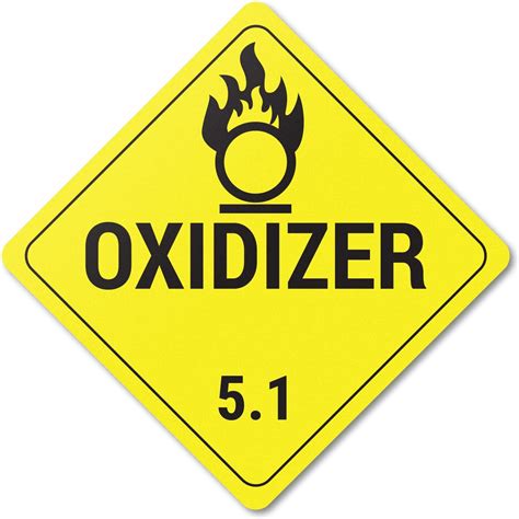 Amazon.com: Class 5.1 Oxidizer Placard Labels (4 x 4 inch, Yellow - 300 Labels) Alert Yellow ...
