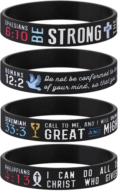 Buy Sainstone Power of Faith Christian Bible Verse Silicone Bracelets ...