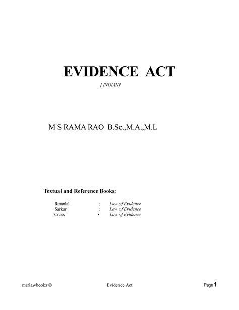 Evidence ACT - Smart Notes-1 - EVIDENCE ACT ####### [ INDIAN] M S RAMA ...