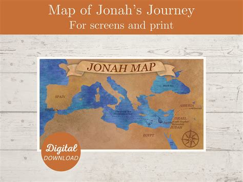 Map of Jonah's Journey, Book of Jonah, Old Testament Map, Joppa and ...