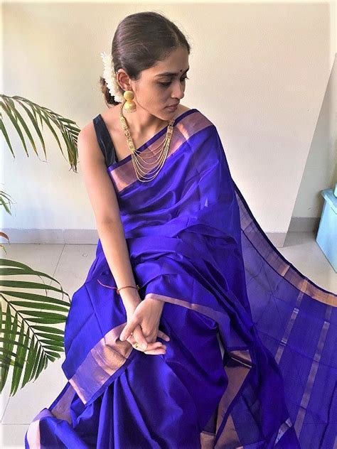 Sahithya- Blue Handwoven Uppada Silk Saree – Kalaneca