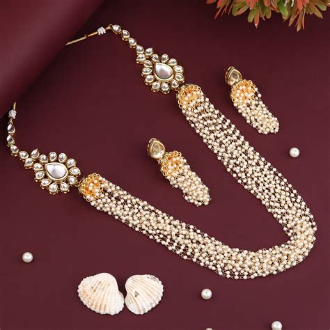 Beaded string long neckalce set – Anvik