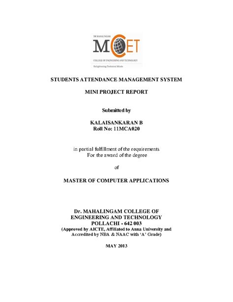 Students Attendance Management System report - STUDENTS ATTENDANCE ...