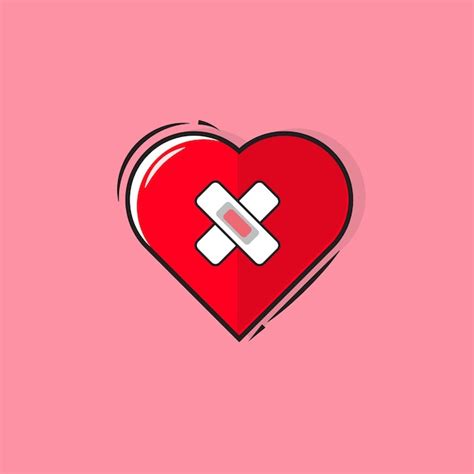 Hart pictogram illustratie vector. liefdesverdriet bord met pleister ...