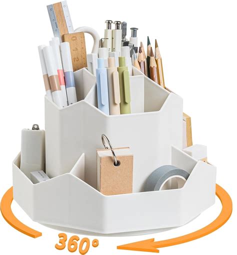 Amazon Brand – Umi Rotating Desk Organizer Pen Pencil Holder with 9 ...