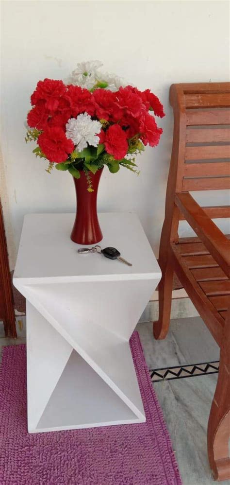 Solid Sheesham Wood Bedside End Table for Living Room (White Finish ...