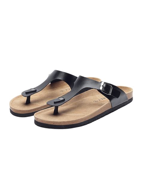 Nivera Men's Leather Thong Sandals (Black)