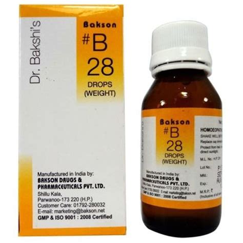 Buy Bakson B28 Weight Drops (30ml) at best price | Homoeobazaar