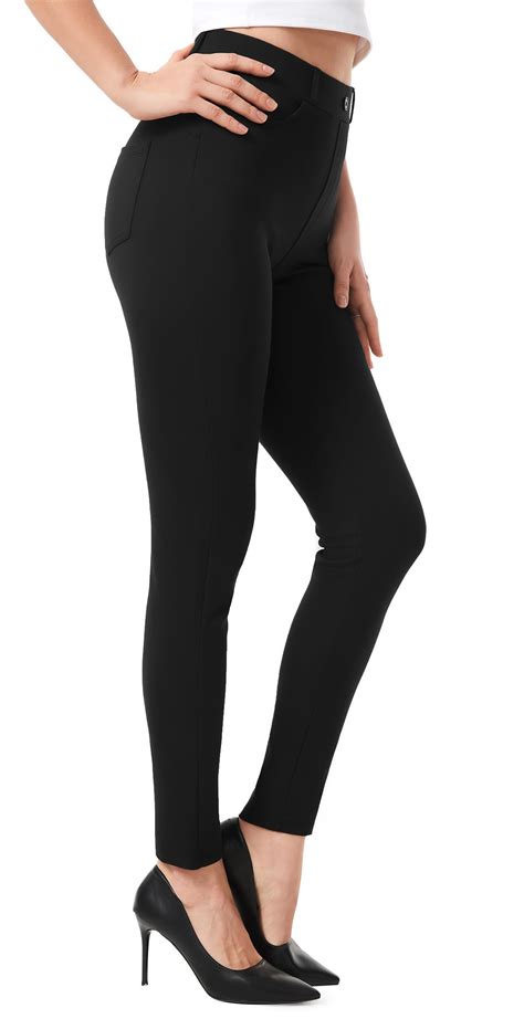 AFITNE Women's Yoga Dress Pants Skinny Pull On Work Pants Slim Fit Leg ...