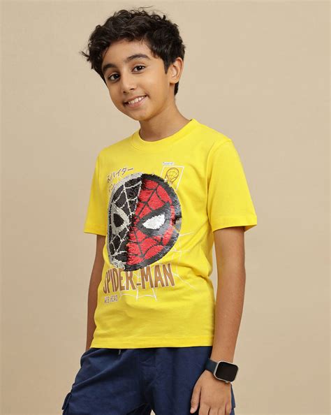 Spiderman Printed Regular Fit Reversible Sequin Tshirt For Boys – Kidsville
