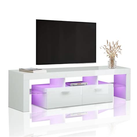 Buy SANYOAC Modern White TV Stand for 70/65/60/55 Inch TV with Led ...